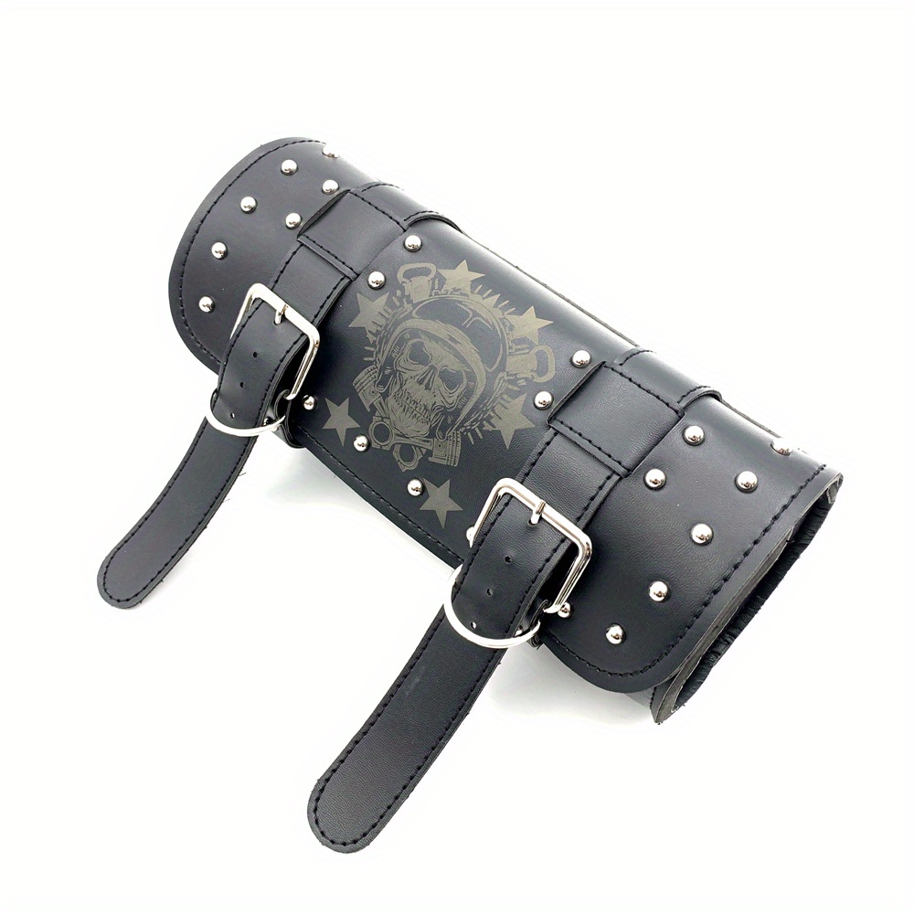 Universal Motorcycle Motorbike Front PU Leather Fork Tool Roll Bag