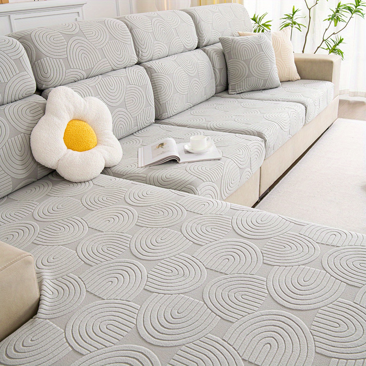 Jacquard Sofa Slipcover Waterproof Fabric Elastic Sofa Cover - Temu