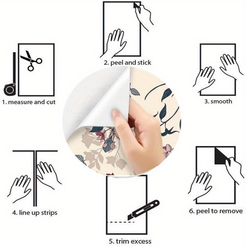 Selfadhesive Wallpaper, Fresh Floral Selfadhesive Contact Paper, Peel