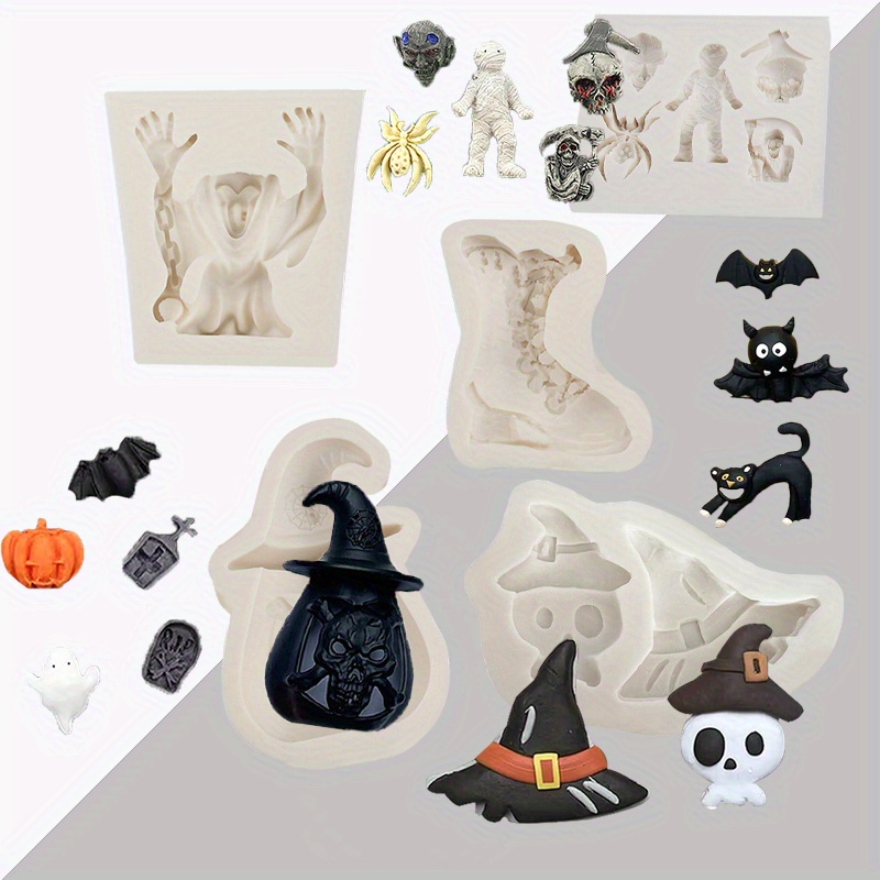 Moldes de arcilla polimérica para Halloween, molde de calavera fantasma de  murciélago hecho a mano para pendientes, colgante de joyería - AliExpress