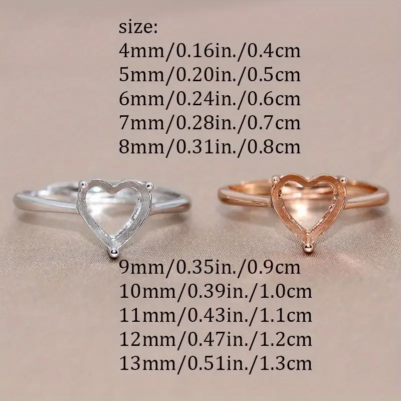 925 sterling silvery heart shaped ring base - Temu United Arab Emirates