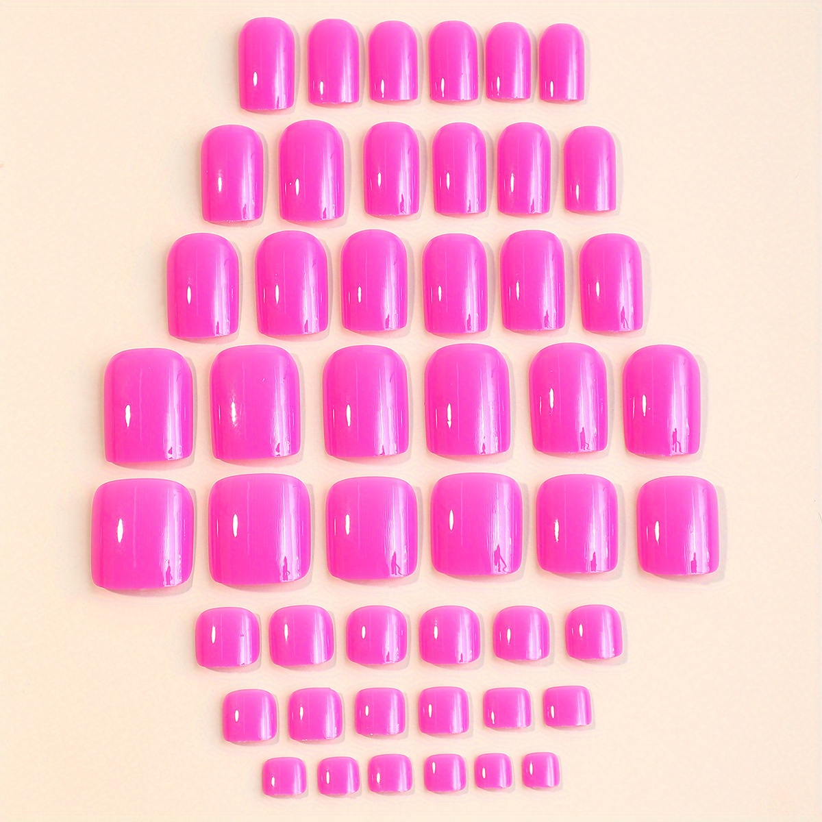 2 packs 48 pcs glossy short square press on nails toenails mixed summer hot pinkish fake nails toenails solid color false nails toenails set with adhesive tabs nail file for women details 1