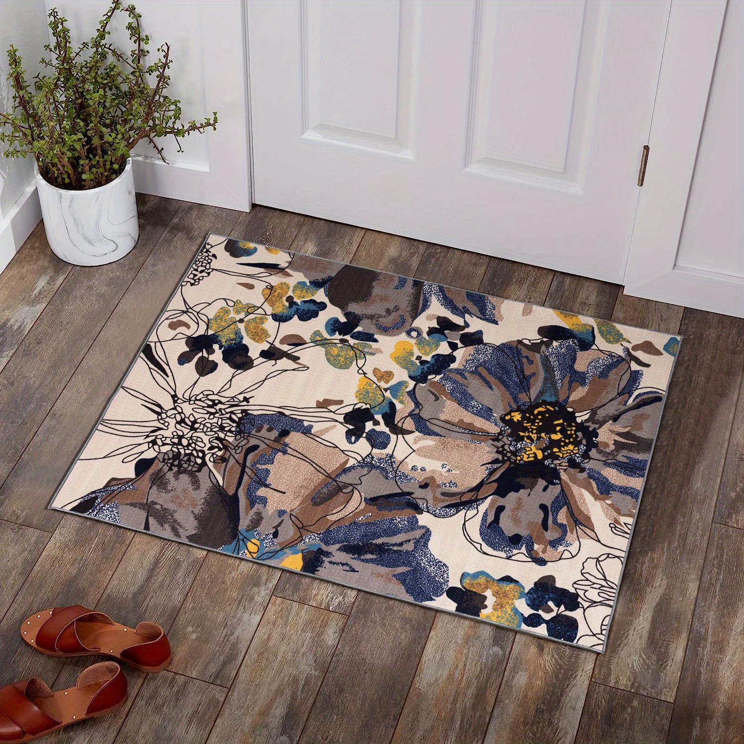 Low-pile Persian Floral Area Rug, Vintage Boho Small Throw Rugs For Bathroom  Bedroom, Faux Wool Washable Absorbent Bath Rug, Floor Mat Indoor Use  Non-slip - Temu