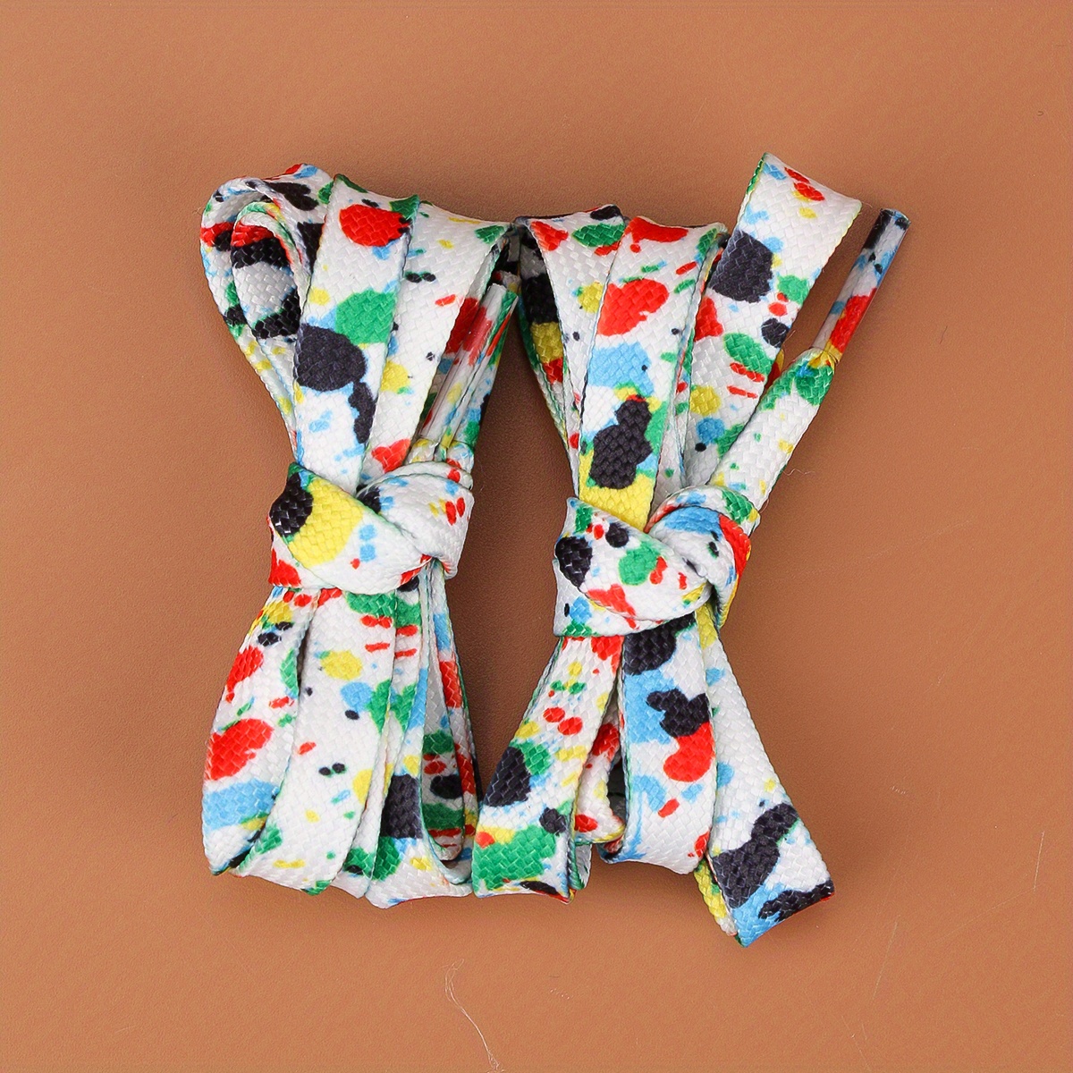 1-pair Colorful Printed Tie-dye Shoelaces, Pop Art Flat Fashion Gradient Polyester Shoelaces