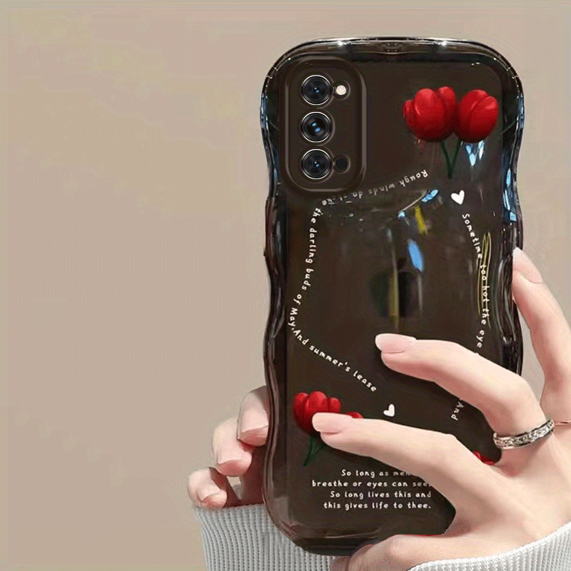 Aesthetic Black Tulip Wavy Phone Case for iPhone 14 Pro Max 13 