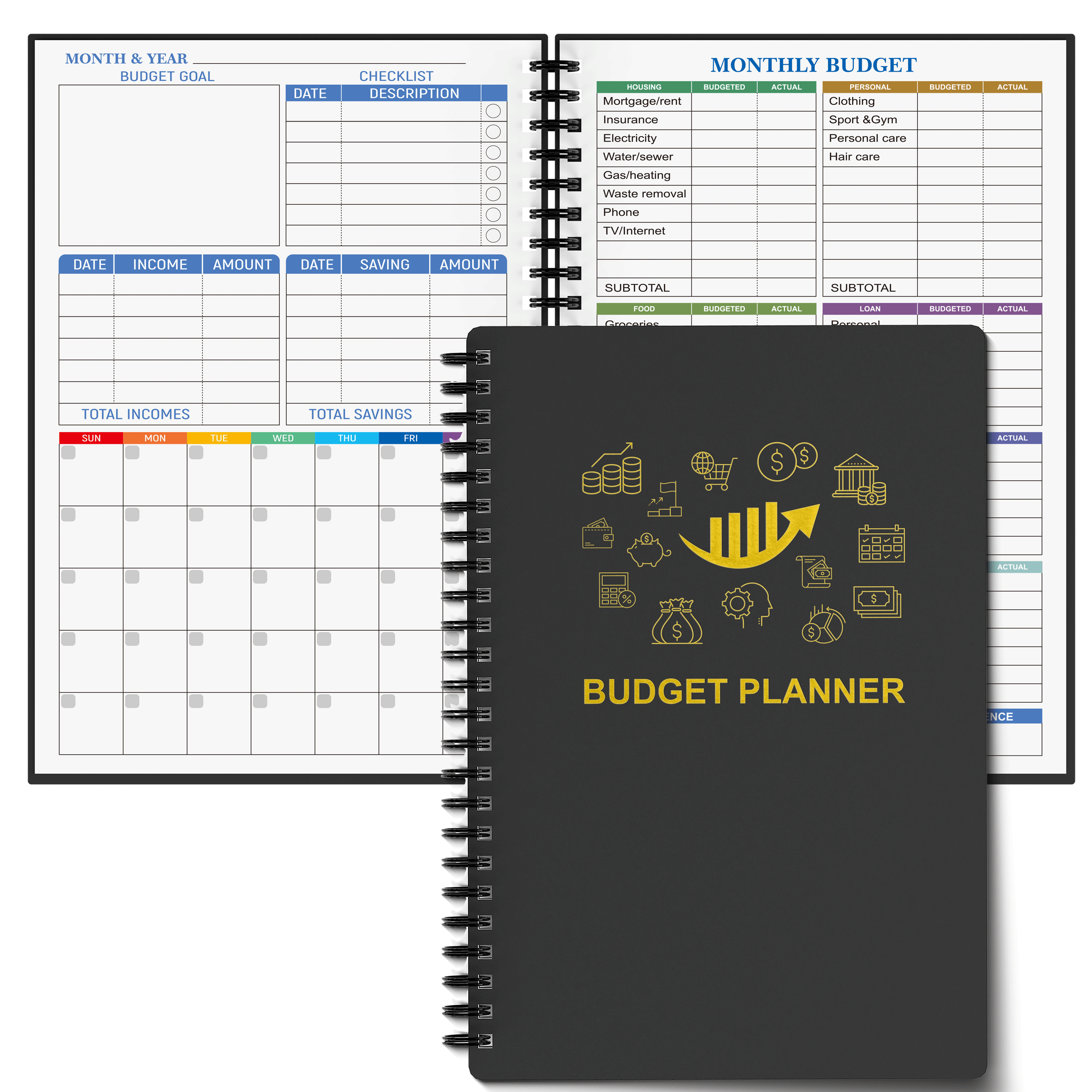 Planificateur budgétaire mensuel – Organiseur financier sur 12 mois avec  suivi des dépenses – Livre de budget non daté 2023 et 2024