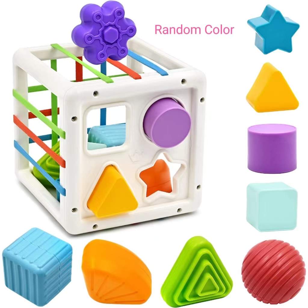  MINGKIDS Juguetes Montessori para niños de 1 año, juguete  clasificador de bebé, cubo colorido y 6 piezas de forma multisensorial,  juguetes de aprendizaje para niños pequeños, regalos de cumpleaños, :  Juguetes