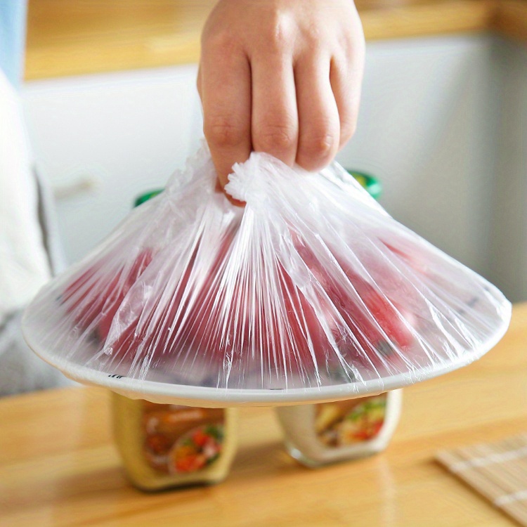 Disposable Food Cover, Food Wrap Storage Cover, Elastic Food Cover Bag,  Kitchen Refrigerator Leftover Rice Fruit Food Plastic Sealed Fresh Cover,  Anti-odor Leak-proof Dust-proof Freezer Cover, Fresh Keeping Cover, Kitchen  Accessories 