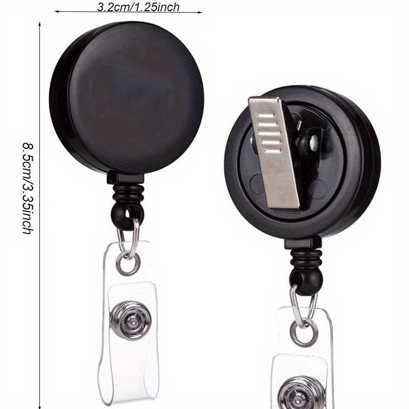 Premium Retractable Badge Reel with Extra Tight Pinch Alligator Spring Clip  (Non-Swiveling) for Office Name Card by Specialist ID (Black)