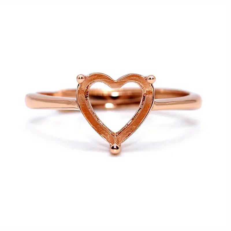 Minimalist Rose Golden 925 Sterling Silver Hollow Heart Ring - Temu