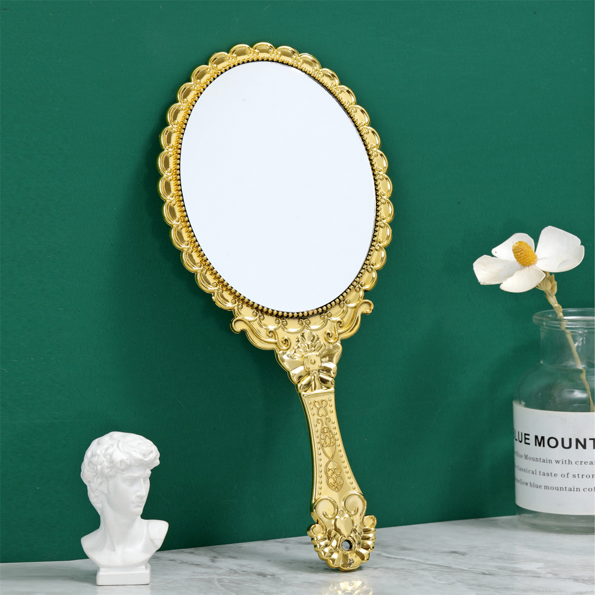 Specchio portatile vintage, piccoli specchi decorativi portatili per il  trucco del viso Fiore in rilievo Portatile Antique Travel Specchio  cosmetico personale