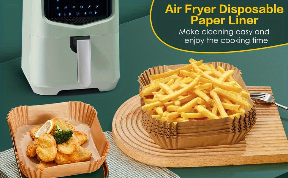 50Pcs Air Fryer Disposable Paper Liner Nonstick Oilproof Parchment Paper  Baking Mat For Cecotec COSORI Xiaomi MIUI Air Fryer - AliExpress