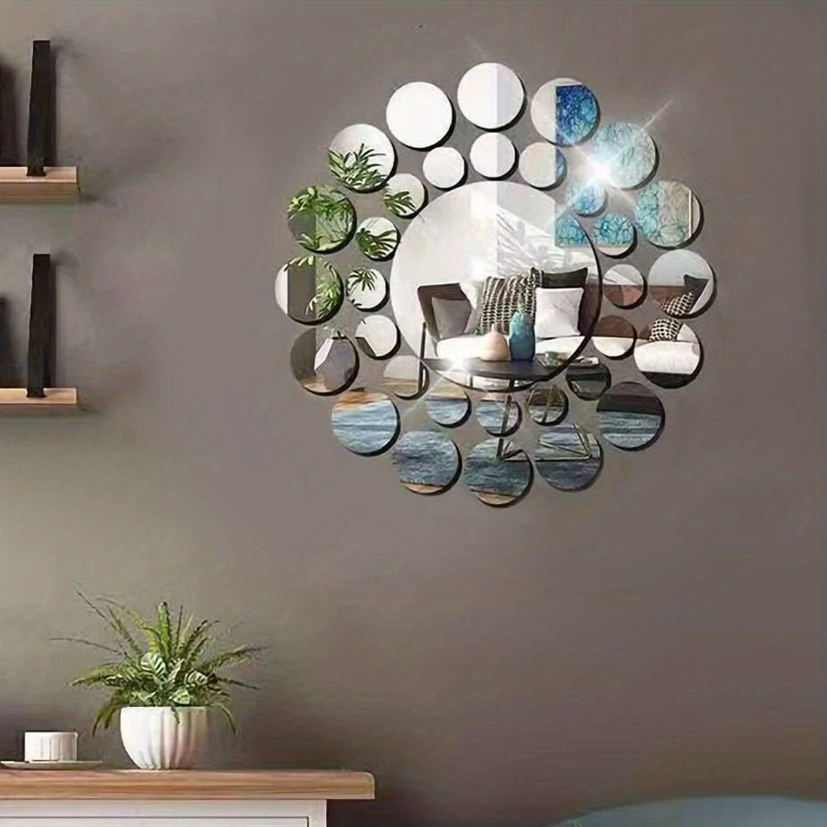 Modern Minimalist Three dimensional Circular Mirror Wall - Temu