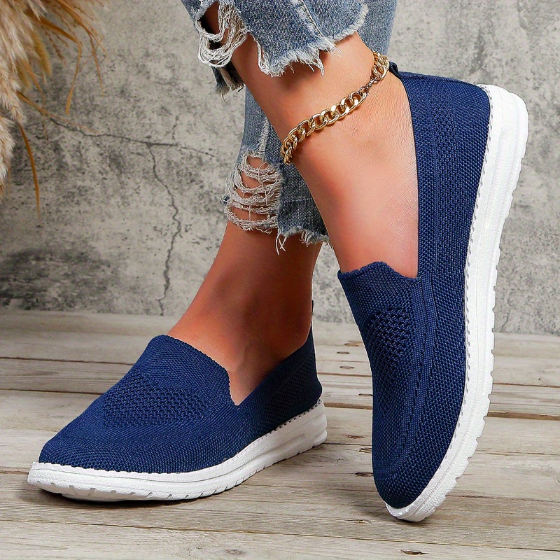 Women's Breathable Knit Sneakers Casual Slip Outdoor Shoes - Temu