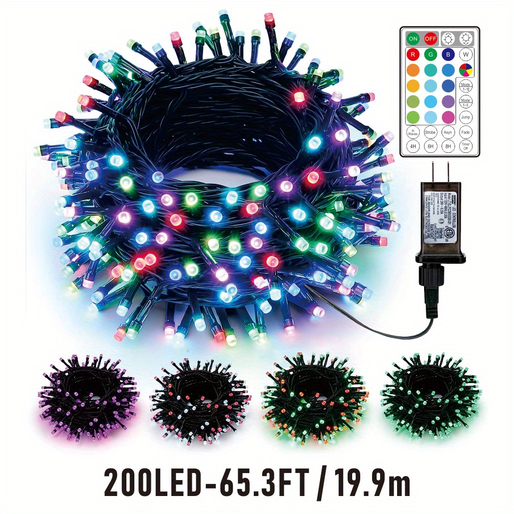 Rgb Color Changing Christmas Lights, 100 Led / 200led Rgb Xmas Tree Lights,  Halloween Lights With Remote Timer Fairy Twinkle Lights, Plug In Light,  Indoor Outdoor Xmas Wedding For Christmas, Home, Garden