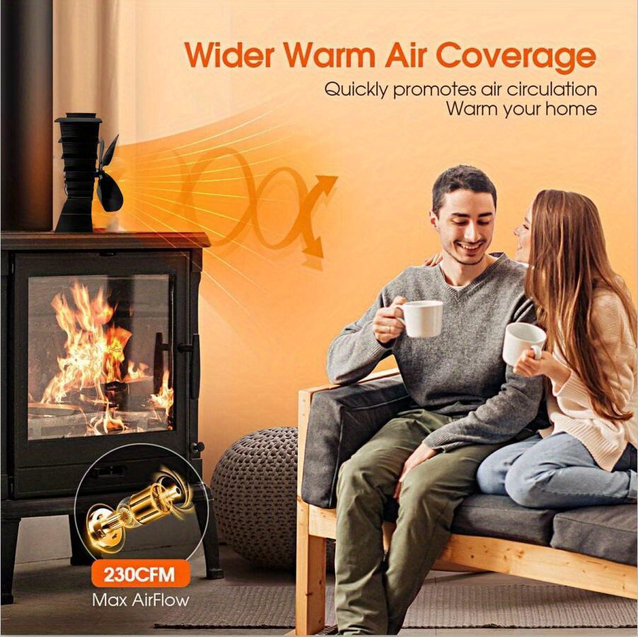 Heat Powered Stove Fan Oversized 5 Blades Wood Stove Fan, Silent Heat  Powered Fireplace Fan, No Electricity Required, For Gas/pellet/wood Log Burner  Fireplace Non Electric Fan For Wood, Thermoelectric Fan Thanksgiving  Halloween