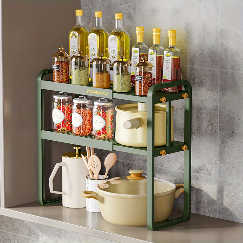 1pc Detachable Foldable Multi-functional Kitchen Storage Rack With Double  Sided Pot Shelf For Countertop Organization