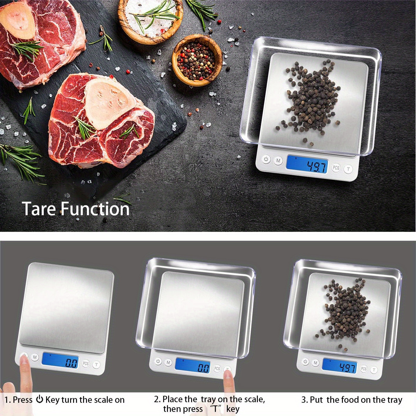 Digital Kitchen Scale 2000g/ 0.1g Small Jewelry Scale Food Scales