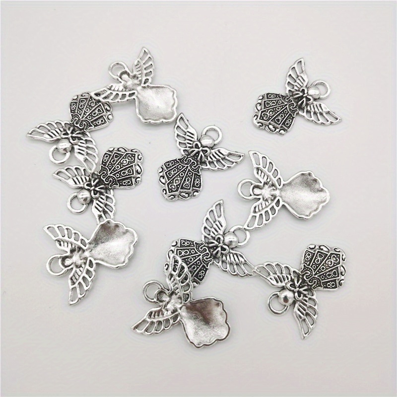 10pcs Antique Silvery Color Wing Guardian Charms Beads Pendants For Diy Handmade Bracelet Necklace Jewelry Making