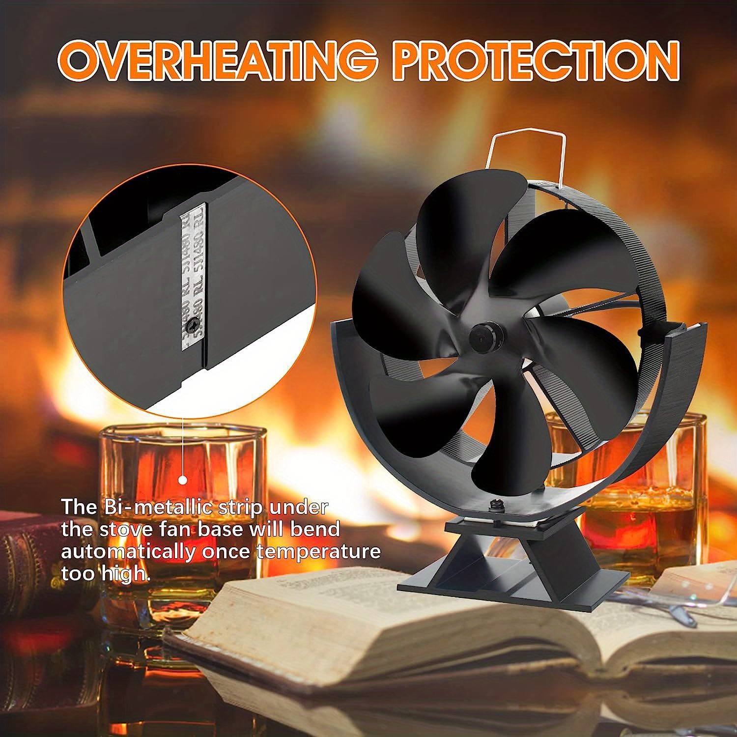  Wood Stove Fan, Fireplace Fan with Magnetic Thermometer, 8  Blades Stove Fan, Silent Motors, Push Horizontal Air Flow, Heat Powered Wood  Stove Fan for Wood Burning Stove/Gas/Pellet/Log : Home & Kitchen
