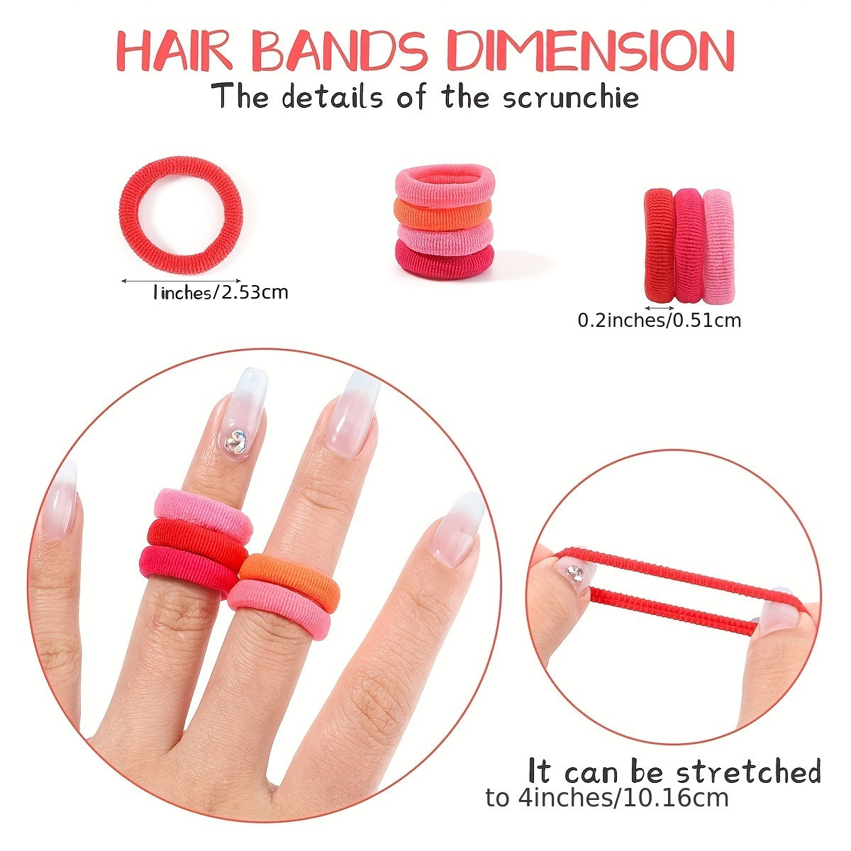 100pcs Girls Colorful Elastic Hair Rings, Mini Scrunchies, Kids Hair Accessories