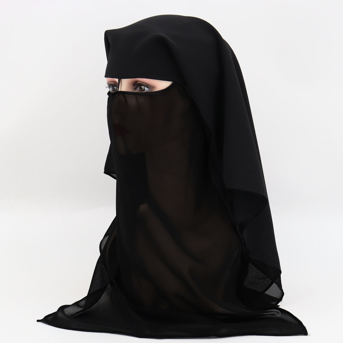   chiffon full face niqab veil face mask casual hijab thin breathable headscarf head wraps for women details 1