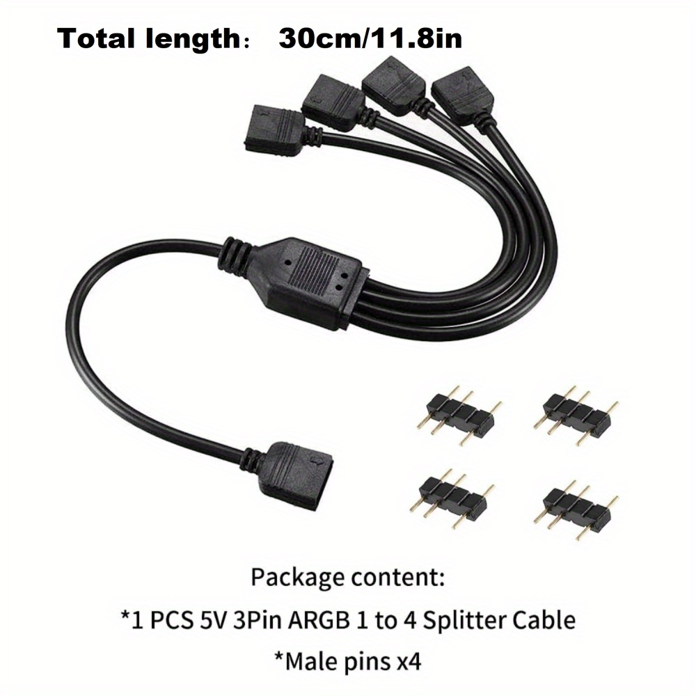 Connecteur de bande RGB 4 broches, 1 à 1 2 3 4 5, câble de séparation  d'alimentation, 4pin aiguille fil de connecteur féminin pour bande RGB