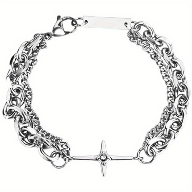 Pulsera de acero de titanio Starlight para hombres, Diseño de nicho retro de moda, Accesorios para hombres, Pulsera de hip-hop fresca para chicas, Aleación de cruz