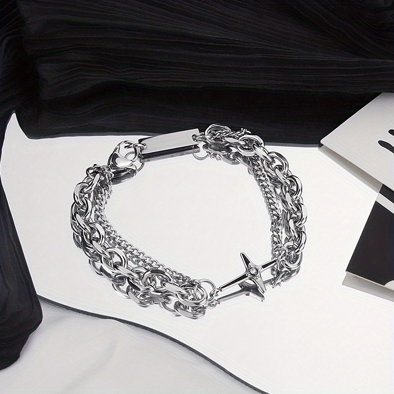 Pulsera de acero de titanio Starlight para hombres, Diseño de nicho retro de moda, Accesorios para hombres, Pulsera de hip-hop fresca para chicas, Aleación de cruz