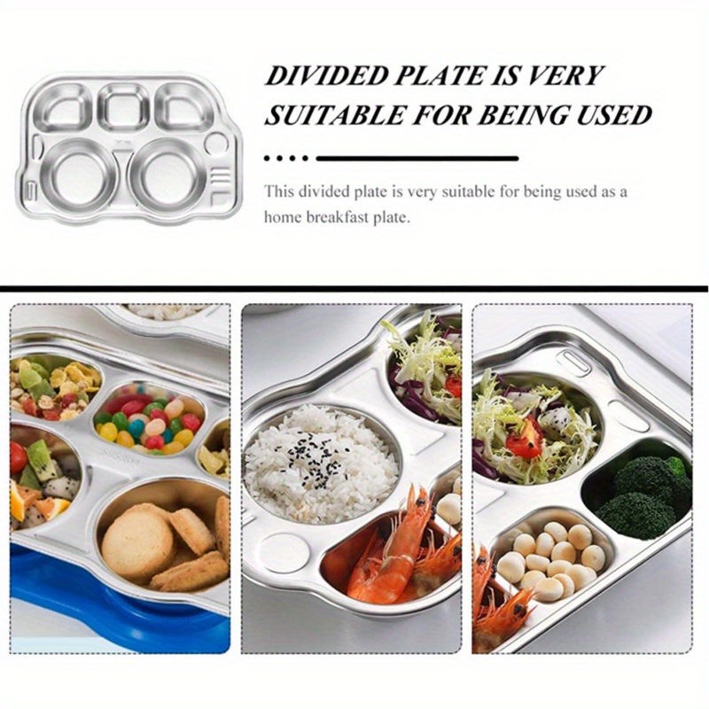 Divided Stainless Steel Car Shaped Food Snack Tray Plate For