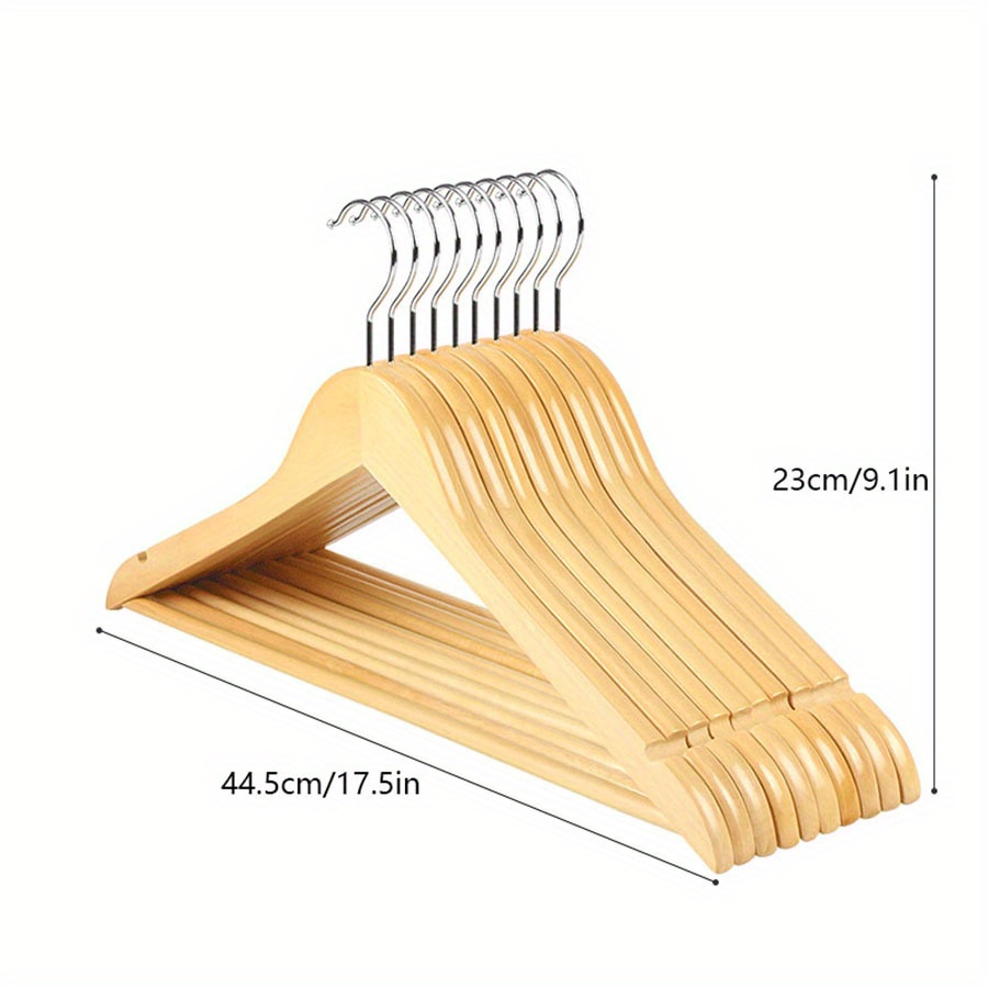 Thicker Non-Slip Rubber Pants Bar Heavy Duty Wood Coat Hangers in Smooth  Retro Finish, Boutique Wooden Suit Hangers