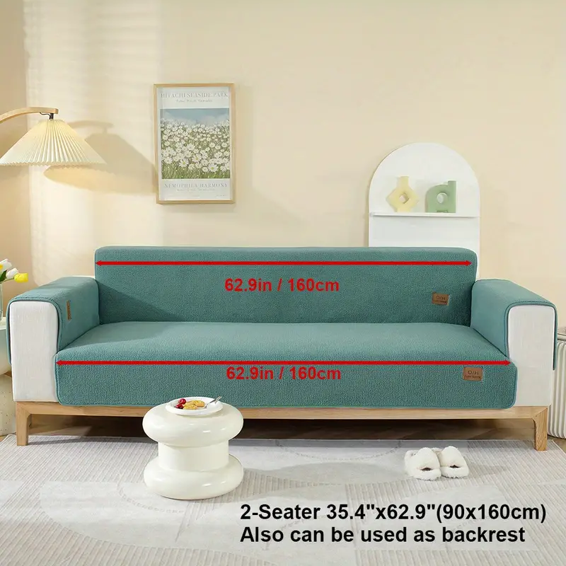 Sherpa Fleece Sofa Couch Cover Thick Plush Seat Cushion - Temu