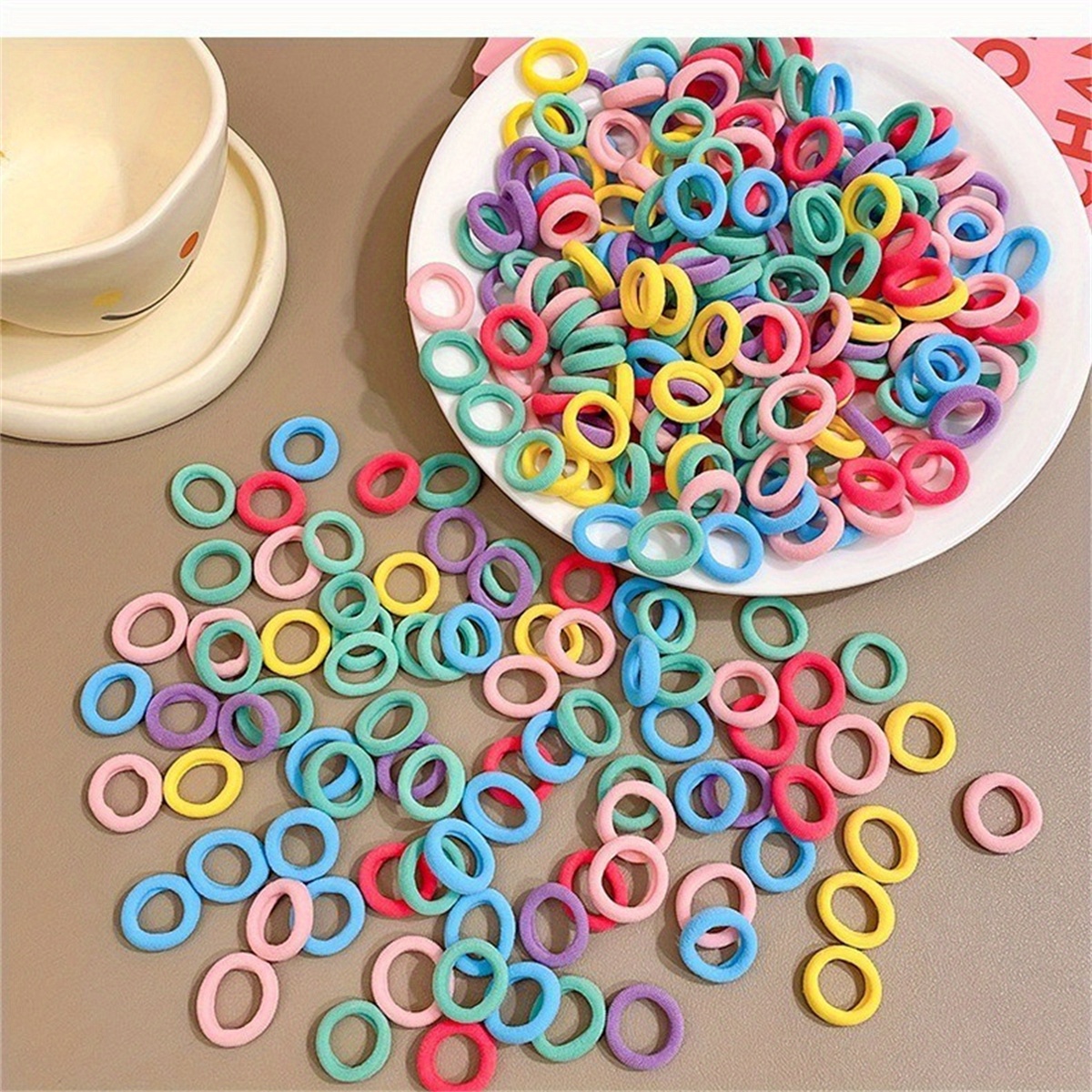 100pcs Girls Colorful Elastic Hair Rings, Mini Scrunchies, Kids Hair Accessories