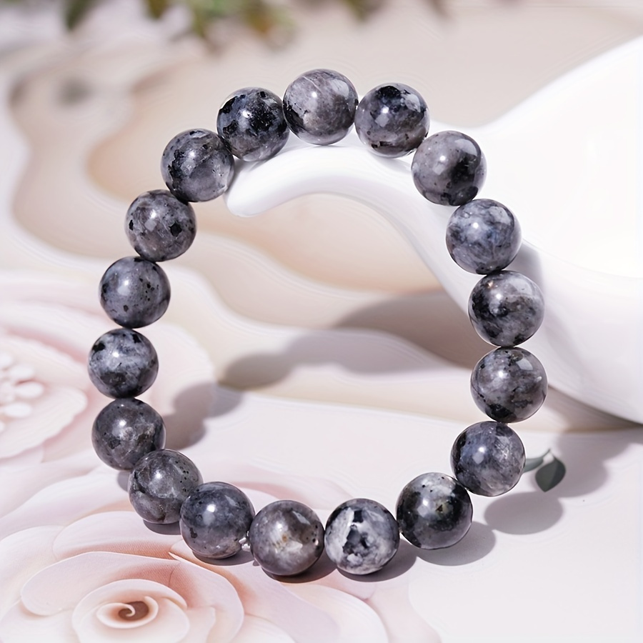 Black Round Shining Stone Natural Stone Beads Bracelet Temu