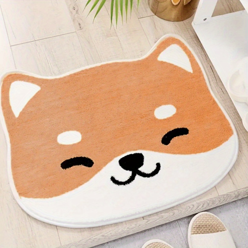 1pc Bath Rug, Cute Animal Pattern Imitation Cashmere Floor Mat