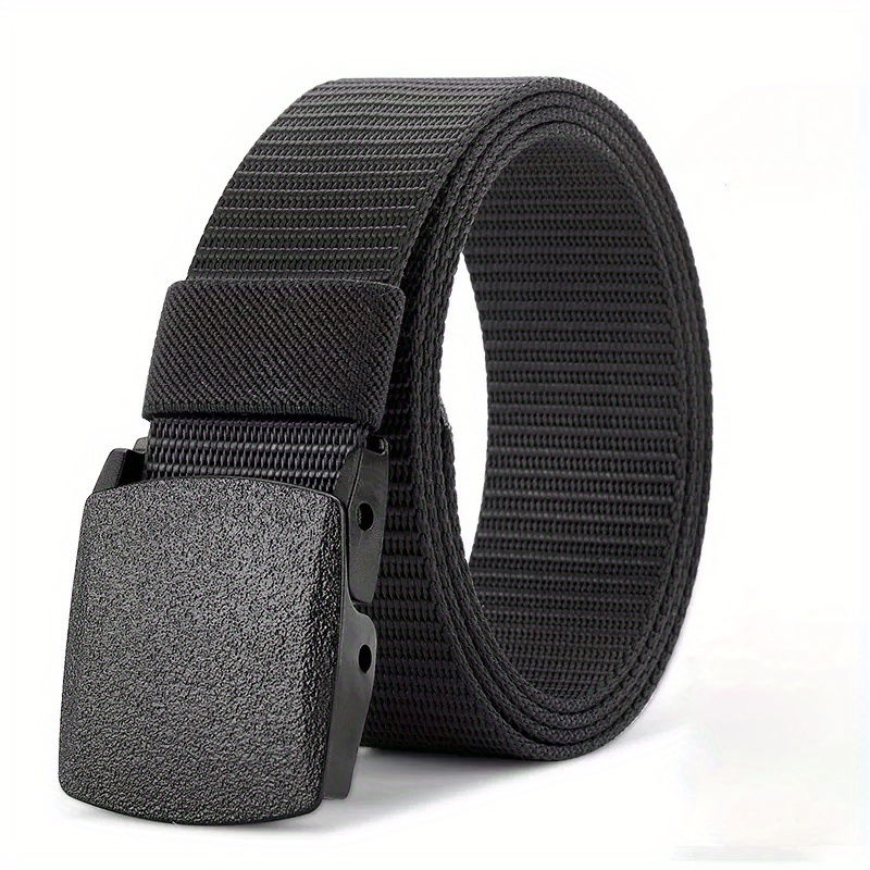 Nylon Automatic Buckle Men Belt Outdoor Tooling Jeans Solid Color Canvas  Waistband Cowboy Designer Belt Outdoor Tactical Belt - Temu