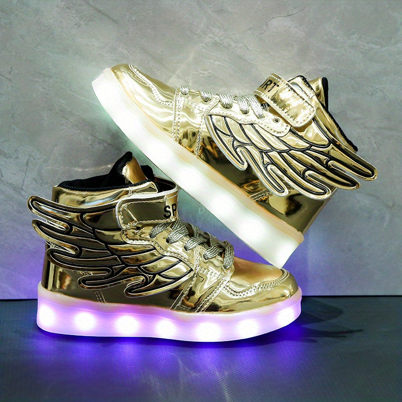 Casual High Top Skateboard Shoes With Usb Charging Light And - Temu