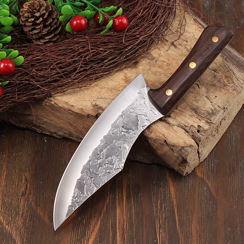 1pc, Chef Knife, Handmade Steel Kitchen Knives, Chef Slicing Knife, Meat  Cleaver Knife For Kitchen, Home, Outdoor, Camping, Restaurant, Kitchen Gadge