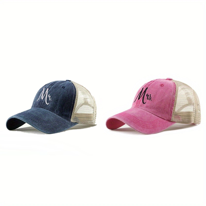 Couple Trucker Hat Distressed Mesh Baseball Cap Adjustable Dad Hats