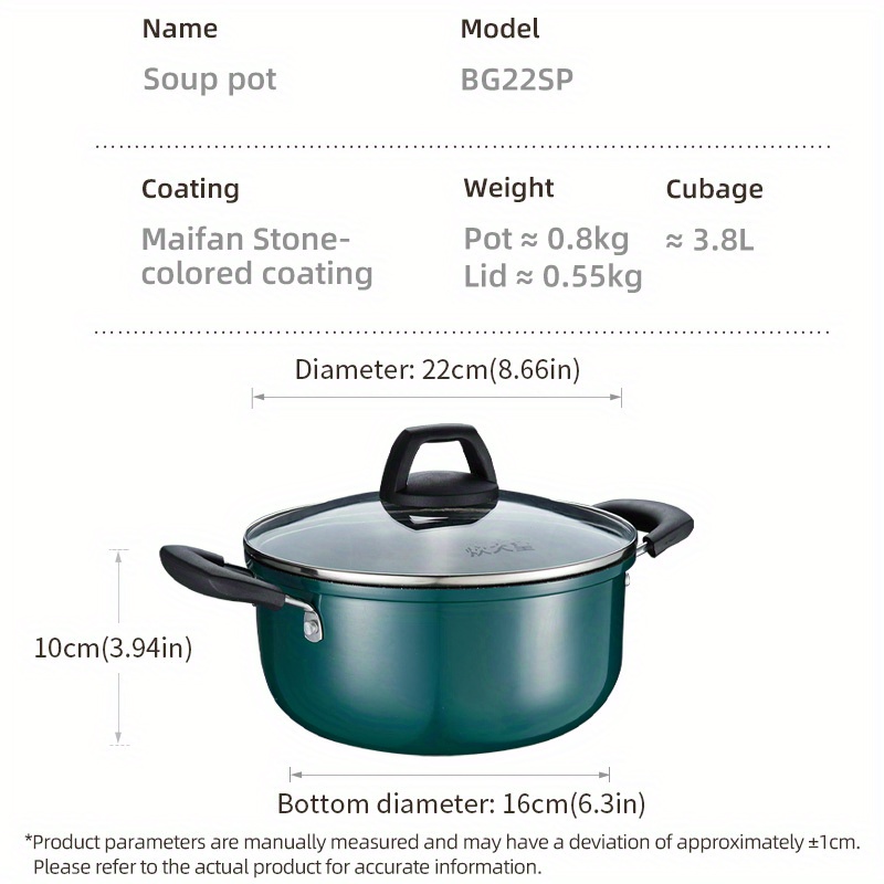 cooker king non stick saucepan with glass lid 22cm multi purpose stew pot   free compatible with induction and gas stovetops dual   for soup and noodles details 5