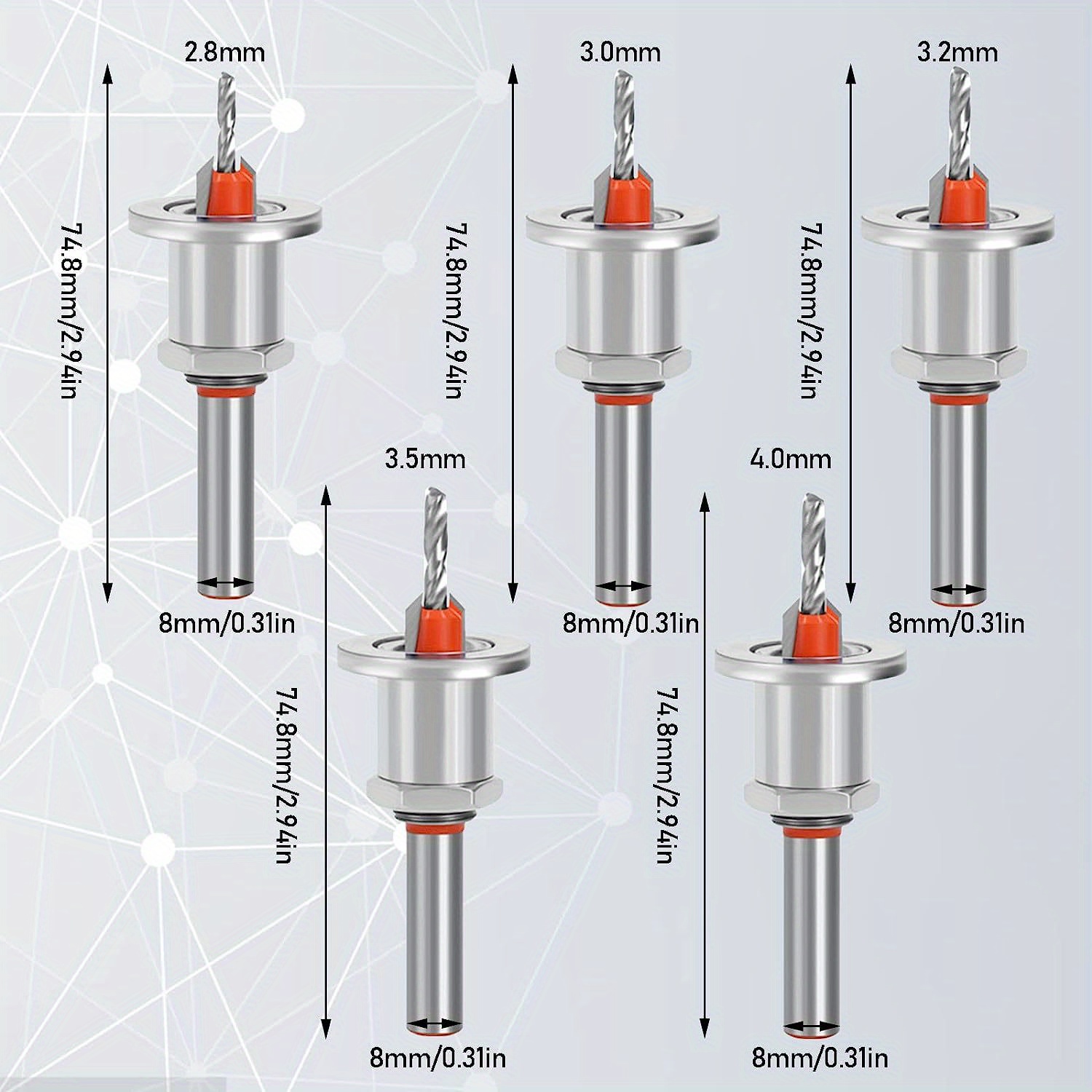 8mm ラウンドシャンク調整可能な皿ドリルビットセット 木材用 2.8 4mm コーンドリルザグリルータードリルビット - Temu Japan