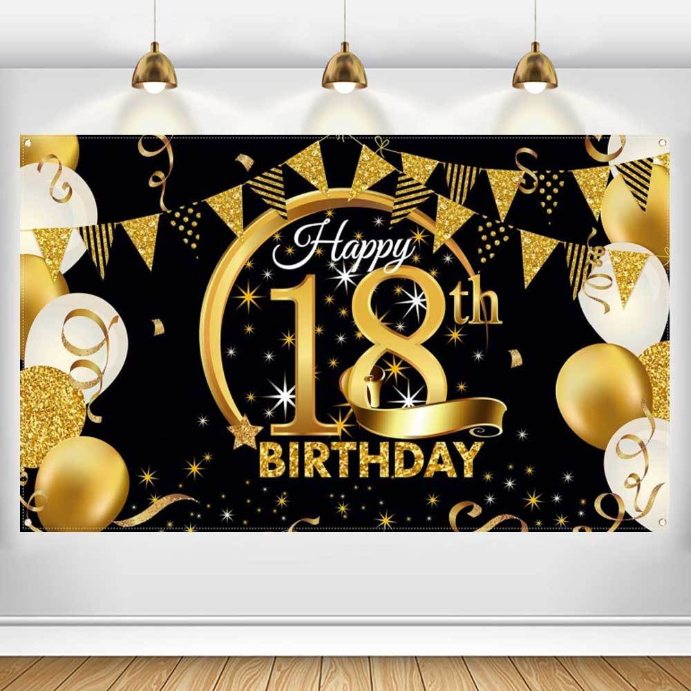 1 Pancarta De Cumpleaños Número 18 De Oro Azul, Suministros De Decoración  De Fondo Para Fiesta De Cumpleaños, Pancarta De Tela De Fondo, Moda de  Mujer