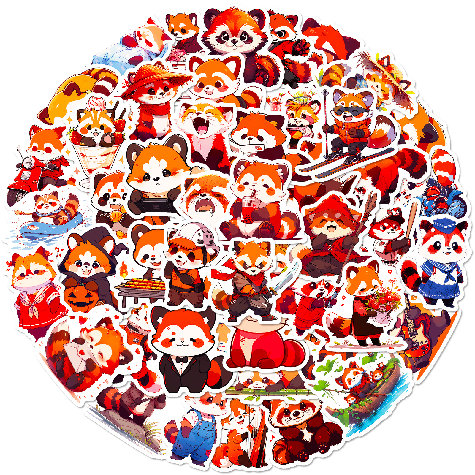 50pcs Niedliche Rote Panda aufkleber Wasserdichte Vinyl tier