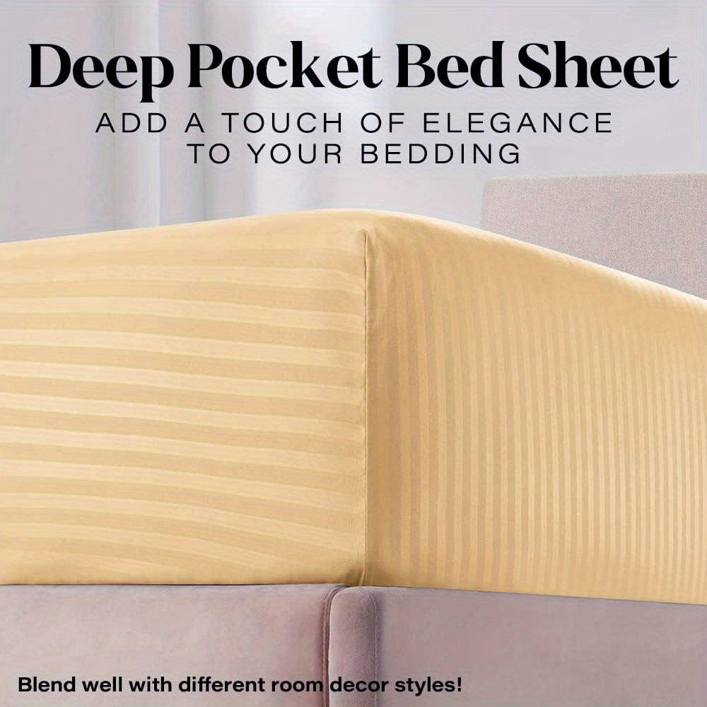 4pcs luxury italian style striped sheet set 1800   microfiber deep pocket bedding wrinkle stain fade resistant breathable   machine washable with sanded   details 1