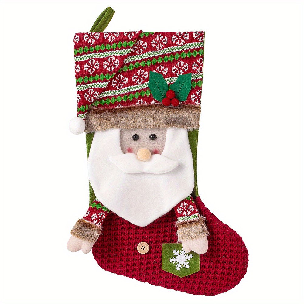 Santa Claus Snowman Elk Socks Christmas Large Gift Bag - Temu