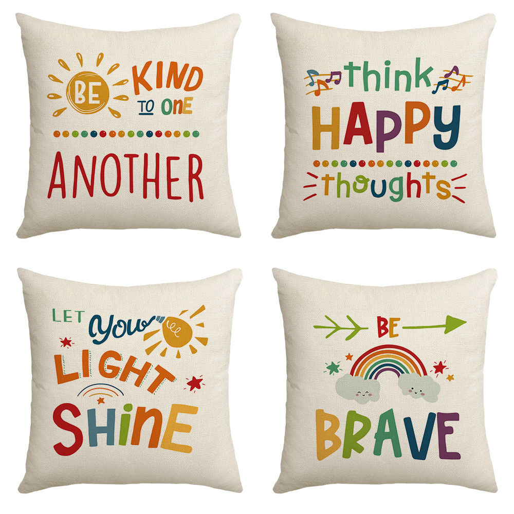 TEMU 4pcs Colorful Quotes Throw Pillow Covers, Motivational Text Cushion Covers Cute Home Decor Sofa Outdoor Pillow Covers,17.7x17.7 Inch,set Of 4, Without Pillow Inserts