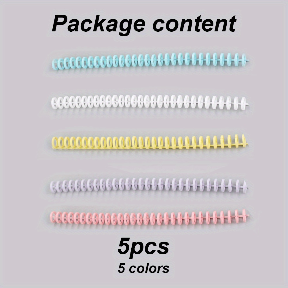 10 Pcs/Pack 5-Ring Plastic Binding Comb 5-ring Punch Ring 60 Sheet Capacity  Plastic Comb Binding Ring for School Office 