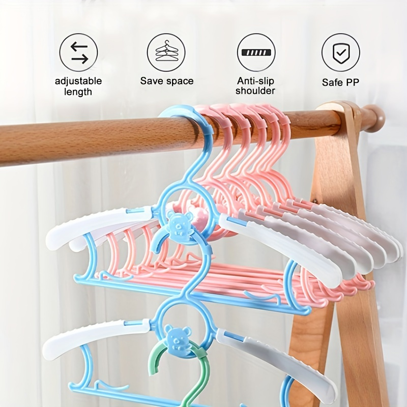 5pcs Household Baby Clothes Hangers, Adjustable, Space-saving