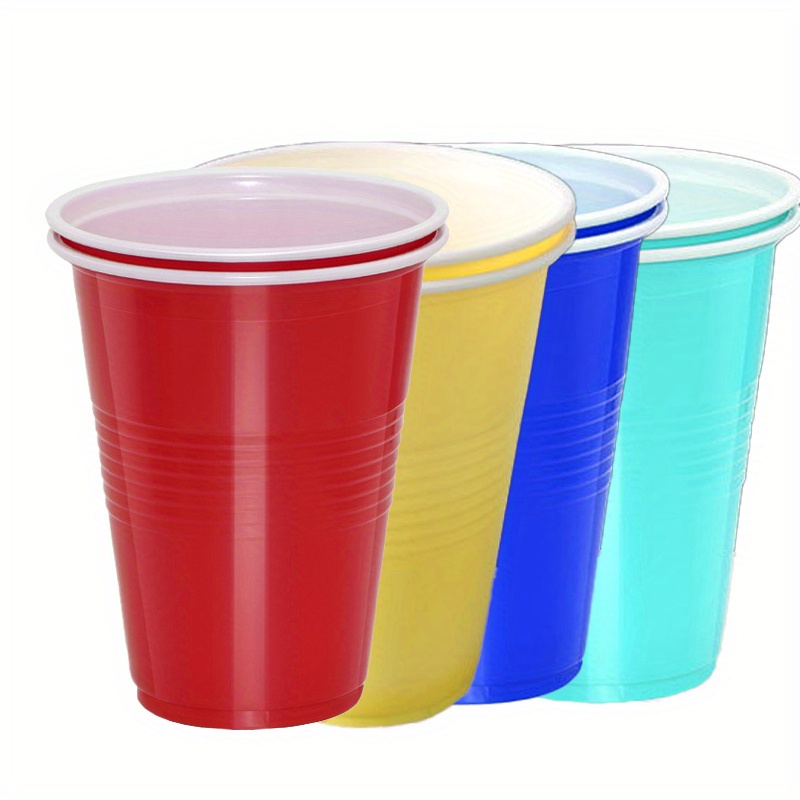 16 oz Disposable Cups 50 Pack Red Blue Yellow Green and Tableware Supplies  Black Plastic Cup Wedding Birthday Party ice cream - AliExpress