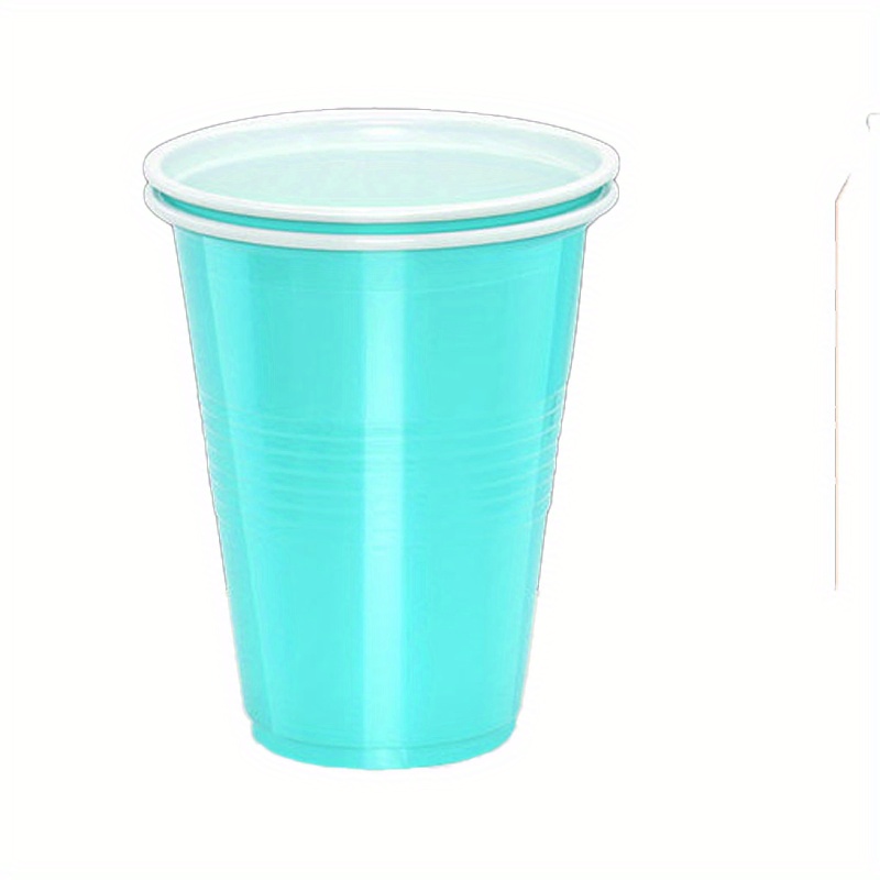 Green Disposable Plastic Cups [100 Pack 16 oz.] Party & Fun Pong Cups - Durable Cups for Water, Beer, Booze, Smoothie, Games - Large Cold Drink Cups